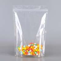 Stock PET custom Transparent  easy open resealable zip stand up packing bag for candy,snack,nut